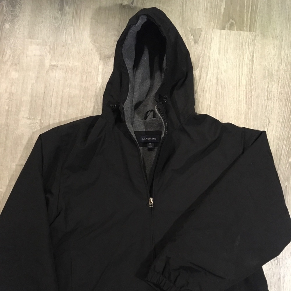 Men’s Lands End Fleece Lined Hooded Jacket Size XL